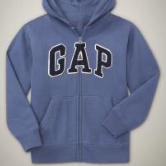 NWT GAP Arch Logo Hoodie Sweatshirt Activewear Neptune Blue Boys XS 4 5 4T 5T - Picture 2 of 2
